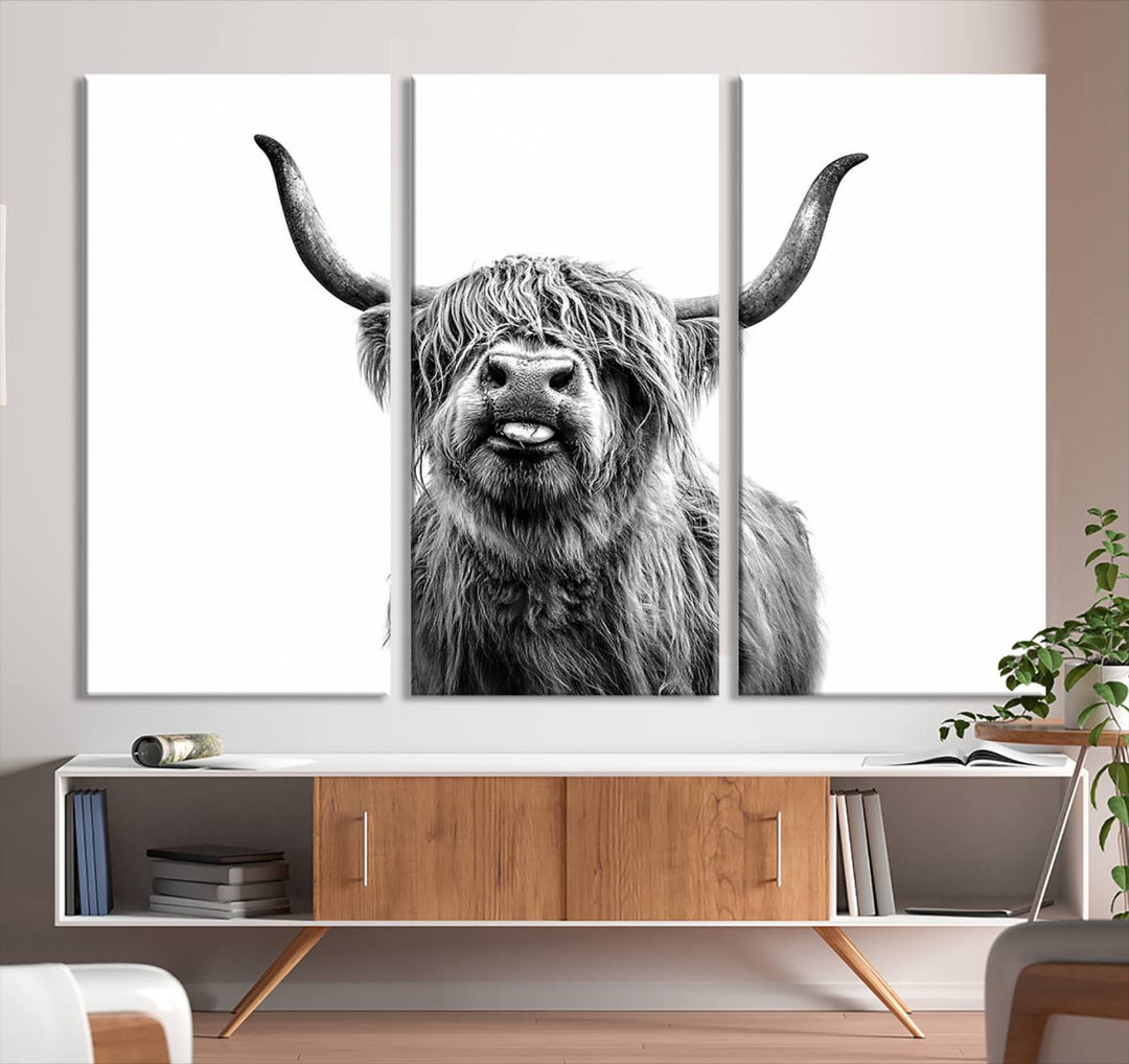 Fanny Scottish Highland Cow Cattle Art Print Farmhouse Wall Art Canvas Print