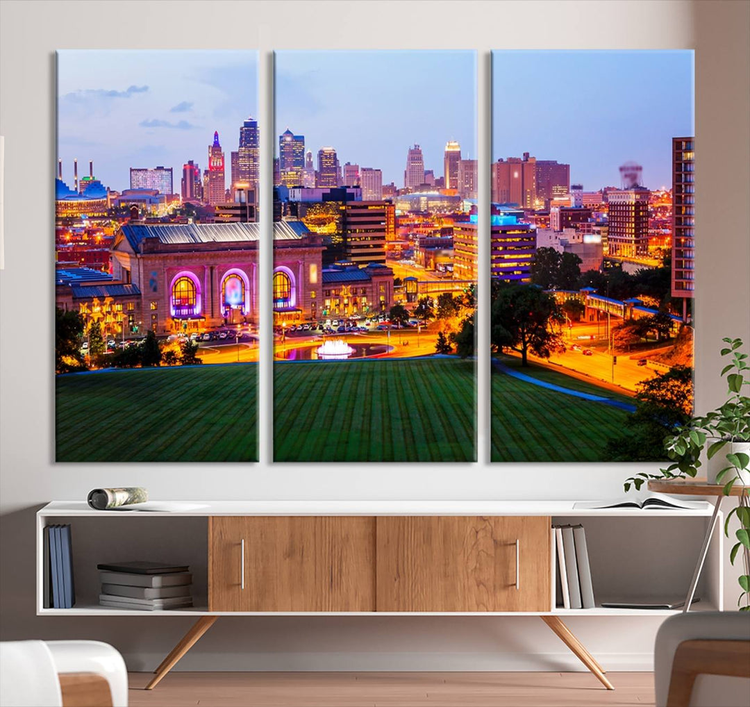 Kansas City Night Canvas Print - Arte de pared grande para decoración del hogar y la oficina