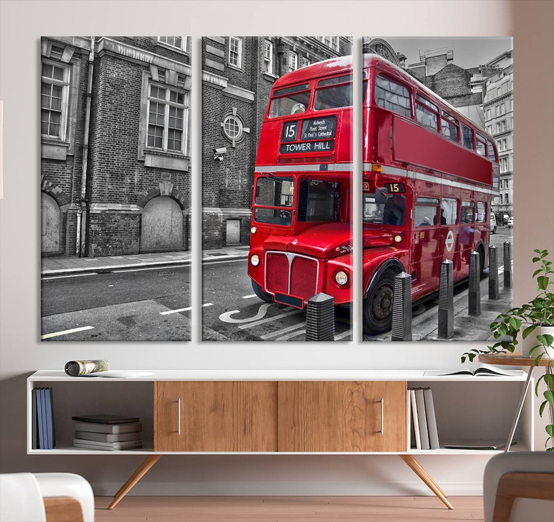 London Red Bus Wall Art, Red Telephone Club, London Night Canvas Print