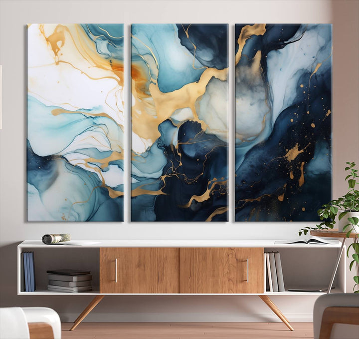 The living room is enhanced by the Marble Fluid Abstract Wall Art Canvas Print, which adds a touch of sophistication.