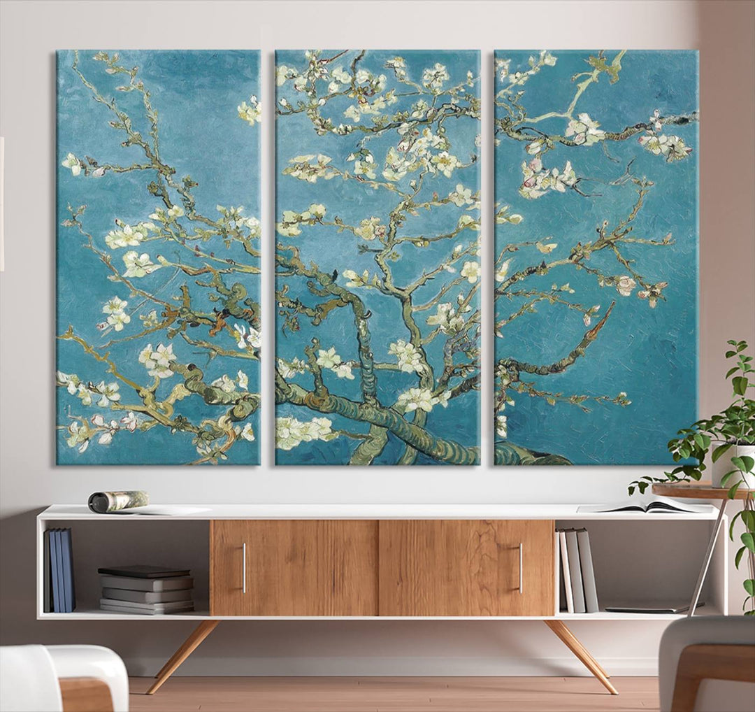 Arte de pared abstracto en flor de almendro de Vincent Van Gogh Lienzo