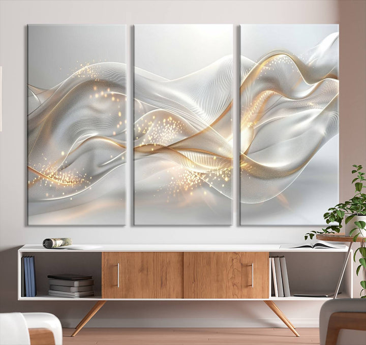 Abstract art Grey and Gold Lines Wall Art