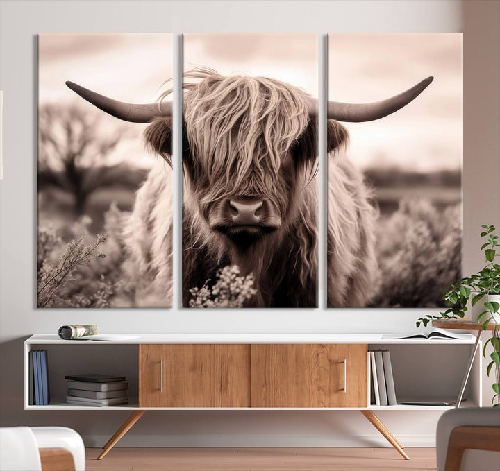 Scottish Cow Longhorn Wall Art Canvas Print.