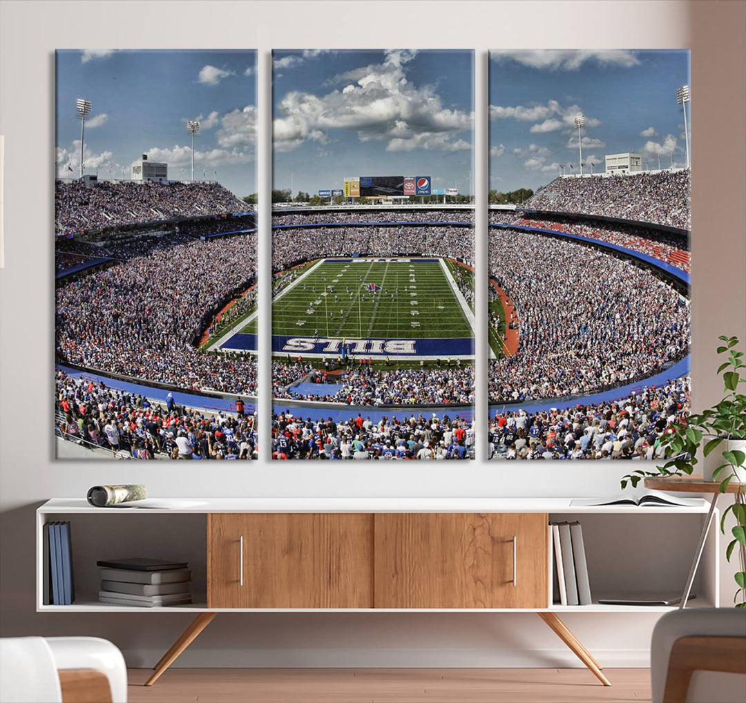 Buffalo Bills Football Team Print - Highmark Stadium Wall Art Canvas Print - Bills Stadium Game Day Triple Canvas Wall Art - Buffalo Bills NFL Match