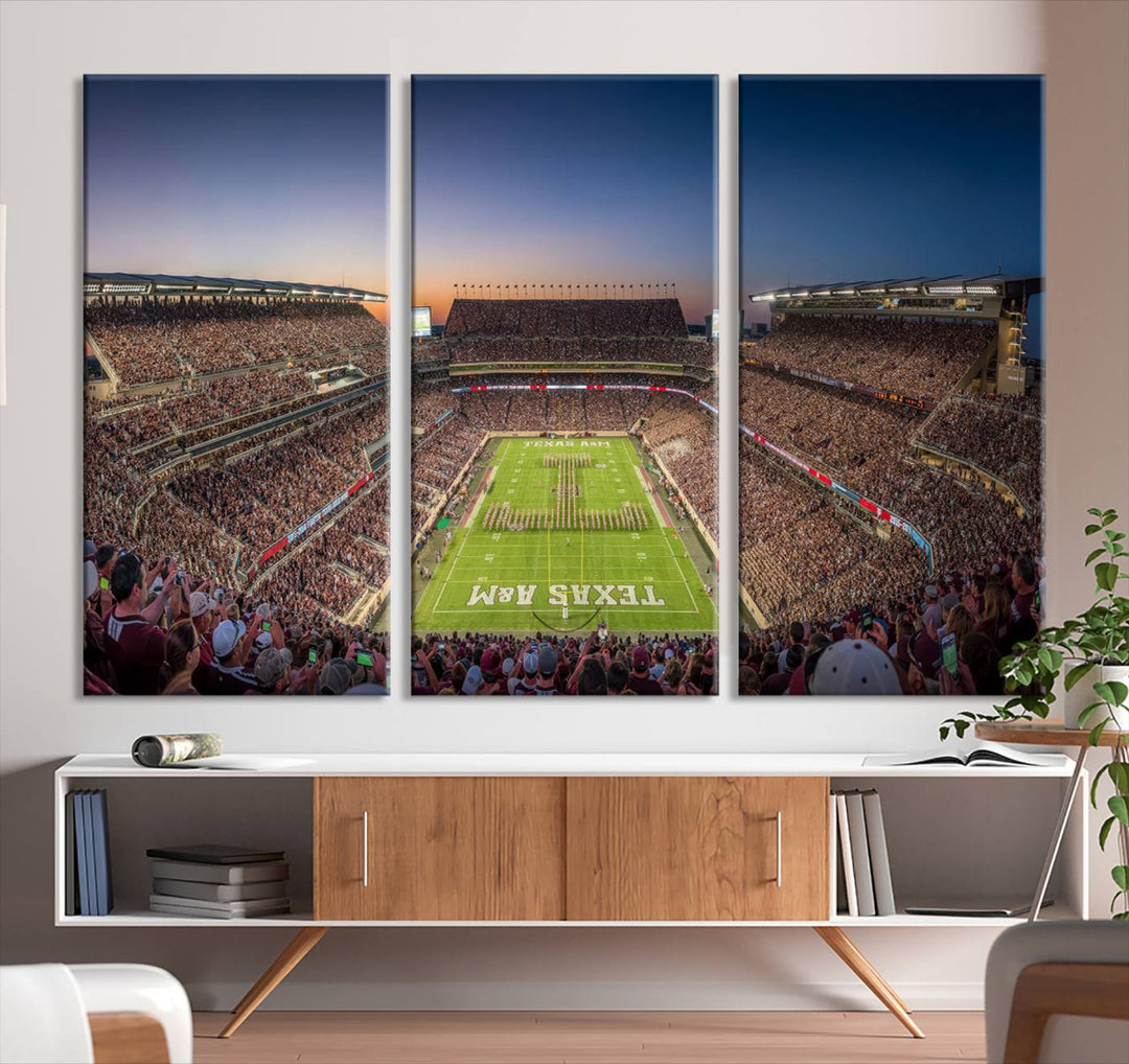 Texas A&M University Aggies Football Team Print - College Station Kyle Field Stadium Wall Art Canvas Print