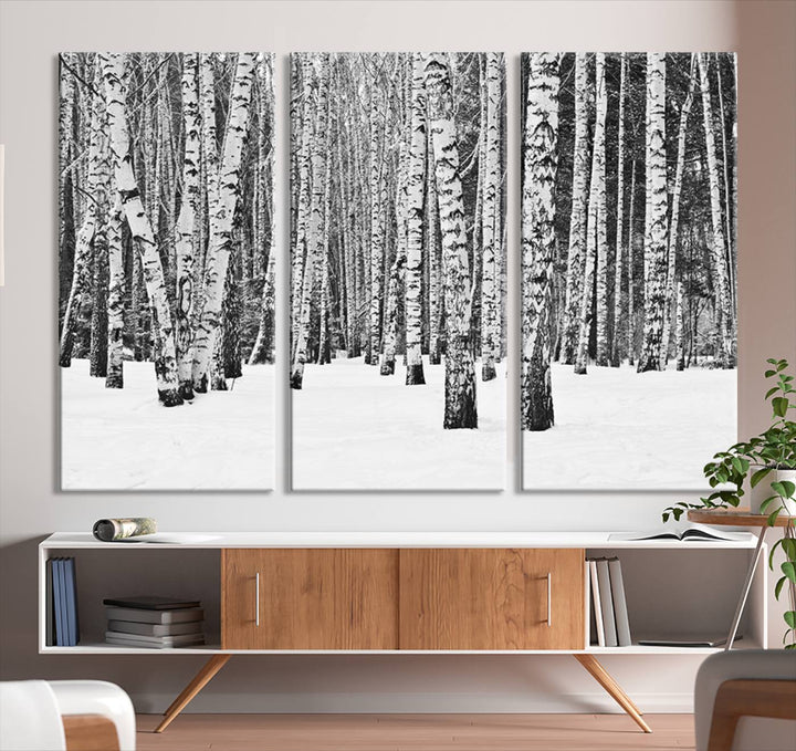 Wall Art Landscape Canvas Print Forest in Winter with Snowy Ground and Trees