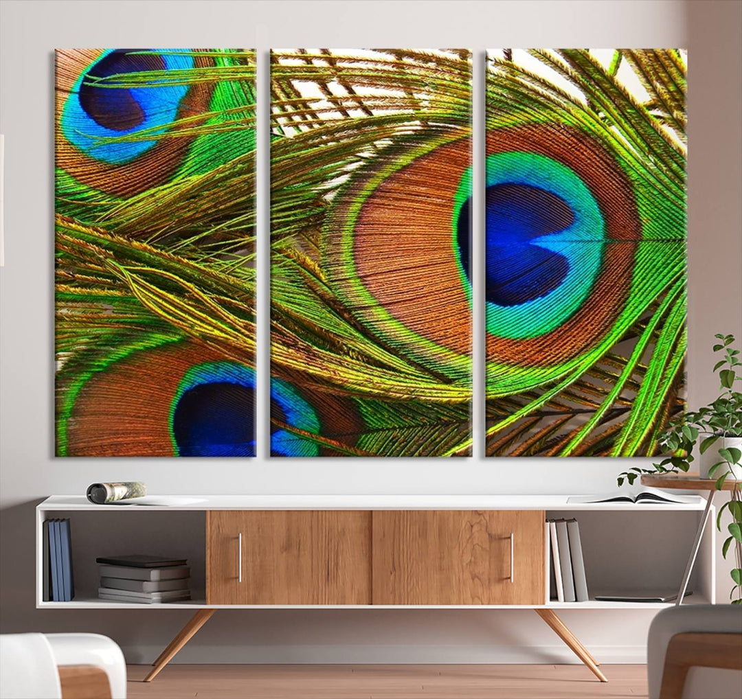 Wall Art Animal Canvas Print Triple Eyed Peacock Wing