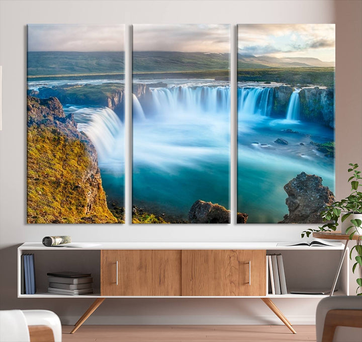 Wall Art Waterfall Canvas Print Grand Waterfall on a Plain