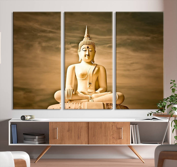 Reclining Buddha Statue Canvas Print 