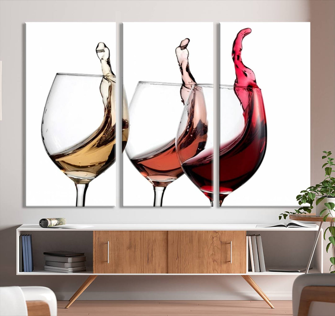 49896 - Lienzo decorativo para pared grande con vino abstracto en copas