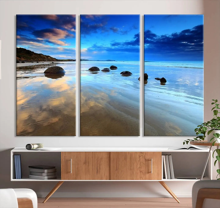 Wonderful Beach Landscape with Mountain Canvas Print 