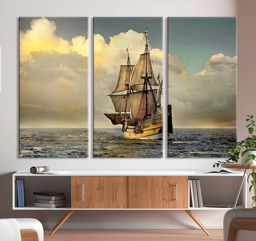 Wall Art English War Ship Canvas Print