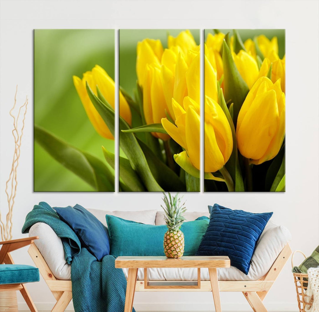 Art mural tulipes jaunes Impression sur toile