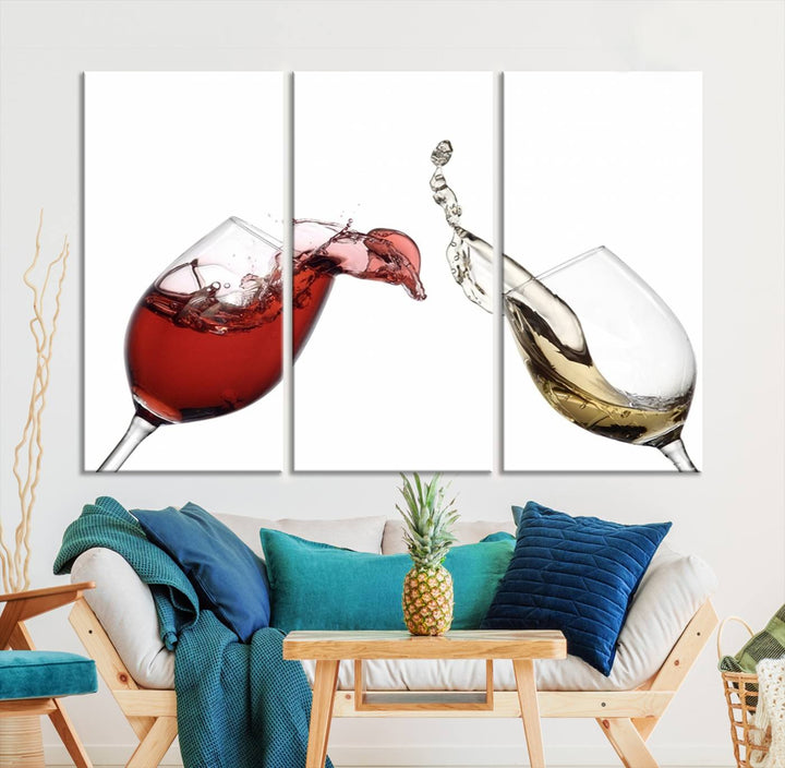 Red and White Wine in Glass Canvas Print