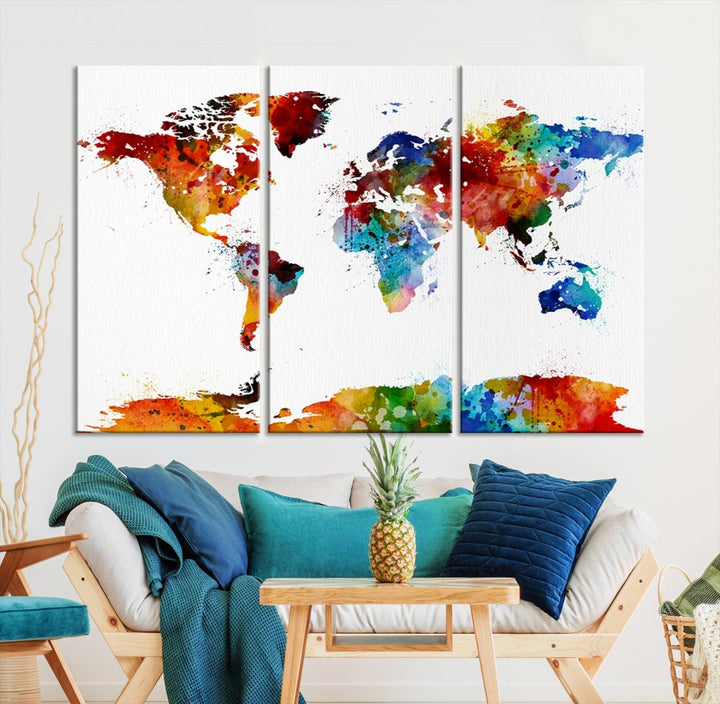 Watercolor World Map Canvas Print