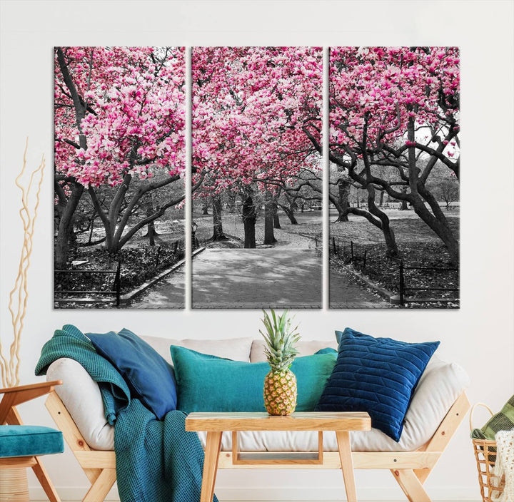 Art mural d’arbres roses Impression sur toile