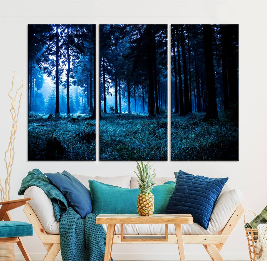 Mystic Dark Forest Wall Art Forest Canvas Print