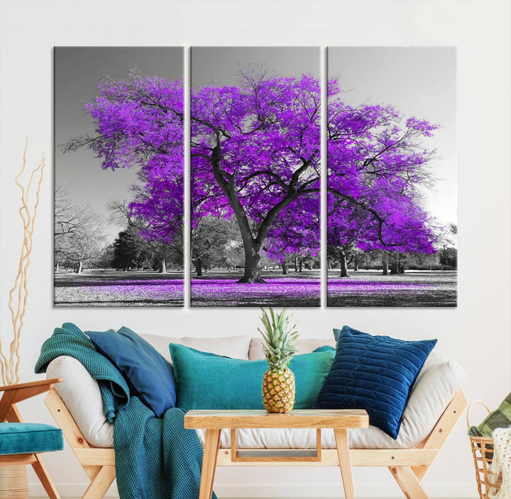 Art mural grand arbre violet Impression sur toile