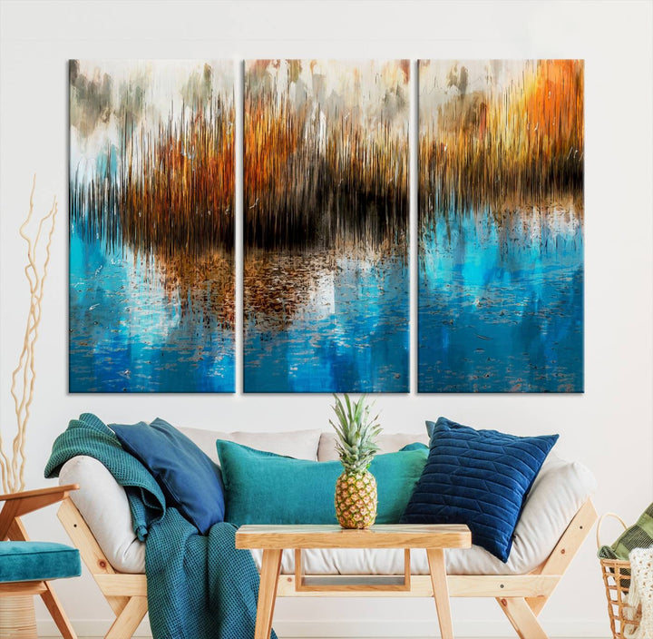 Restful Landscape Art Abstract Lake Canvas Print Wall Art