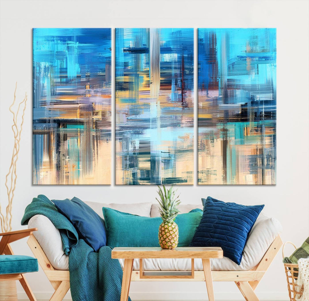 Contemporary Work of Art Blue Abstract Canvas Painting Wall Art Canvas Print