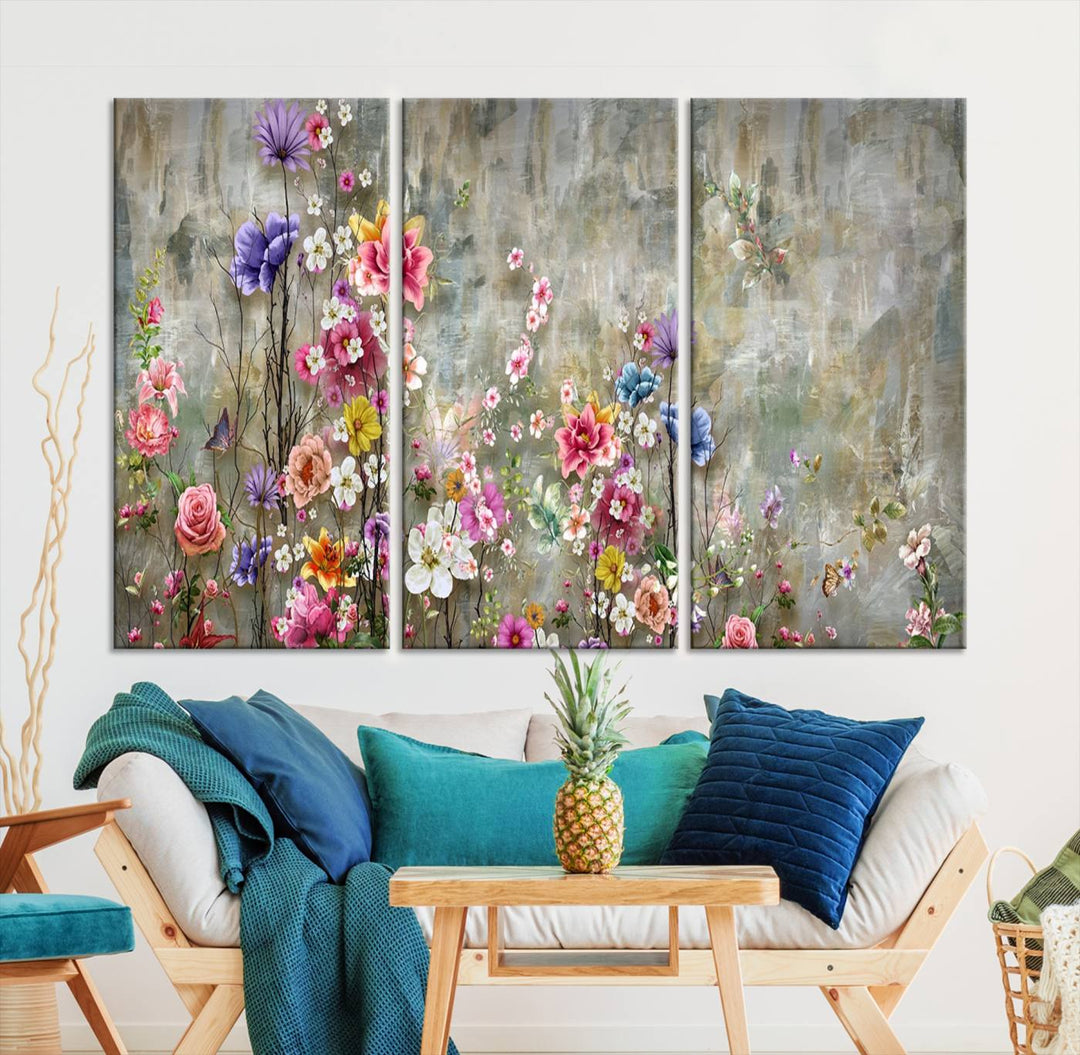 Cozy Flowers Painting on Canvas Wall Art Floral Canvas Print