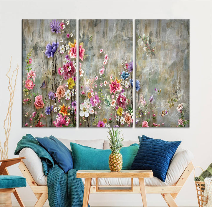 Pintura de flores acogedoras sobre lienzo Arte de pared extra grande Impresión de lienzo floral