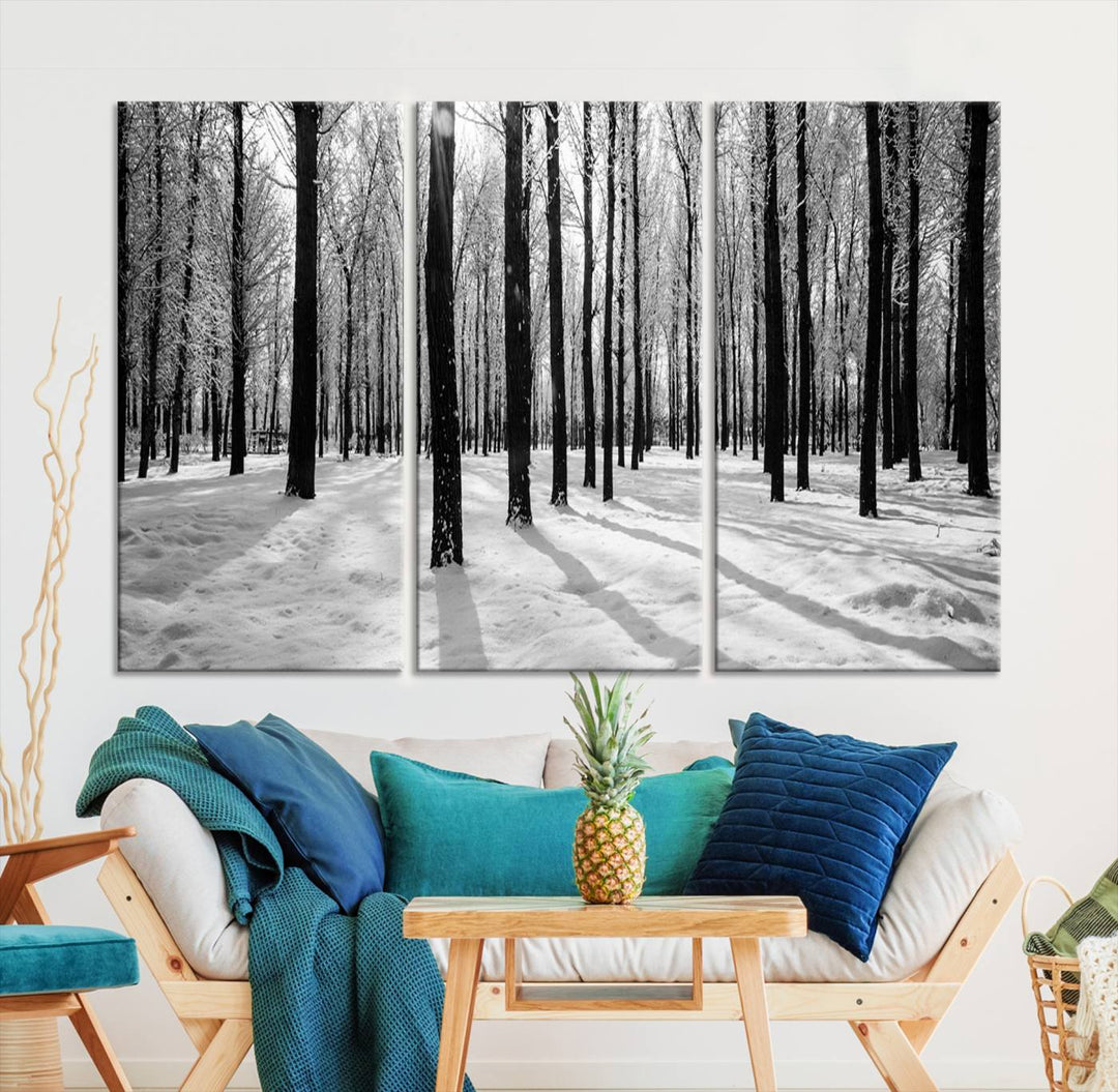 Wall Art Winter Forest Poplar Trees Canvas Print