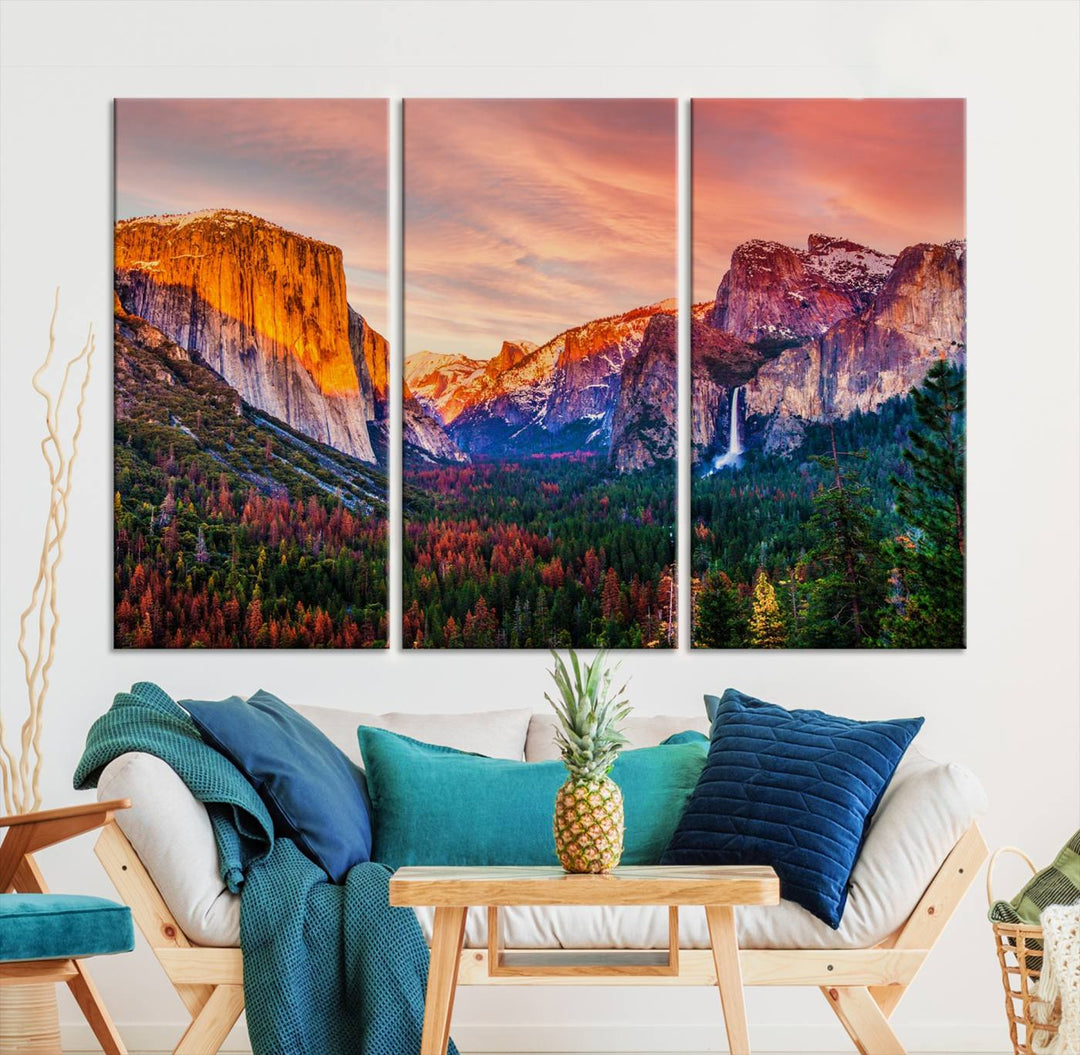 Arte de pared de lienzo del Parque Nacional de Yosemite, impresión de lienzo de Yosemite, obras de arte de Yosemite, arte de pared dividida, arte de pared extra grande, regalo de inauguración de la casa - El Capitán