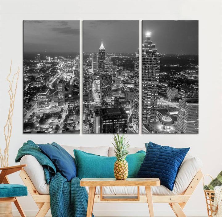 Large Atlanta City Skyline Wall Art Cityscape Canvas Print