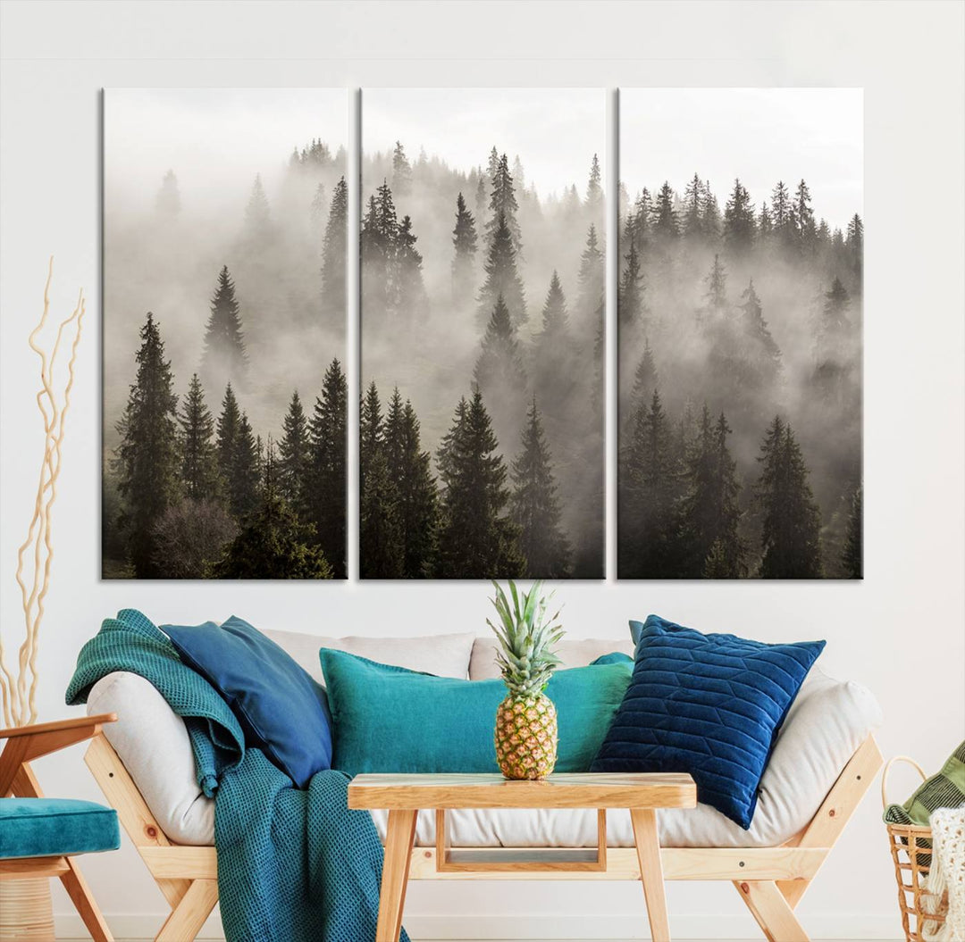 Foggy Forest Wall Art Canvas Print