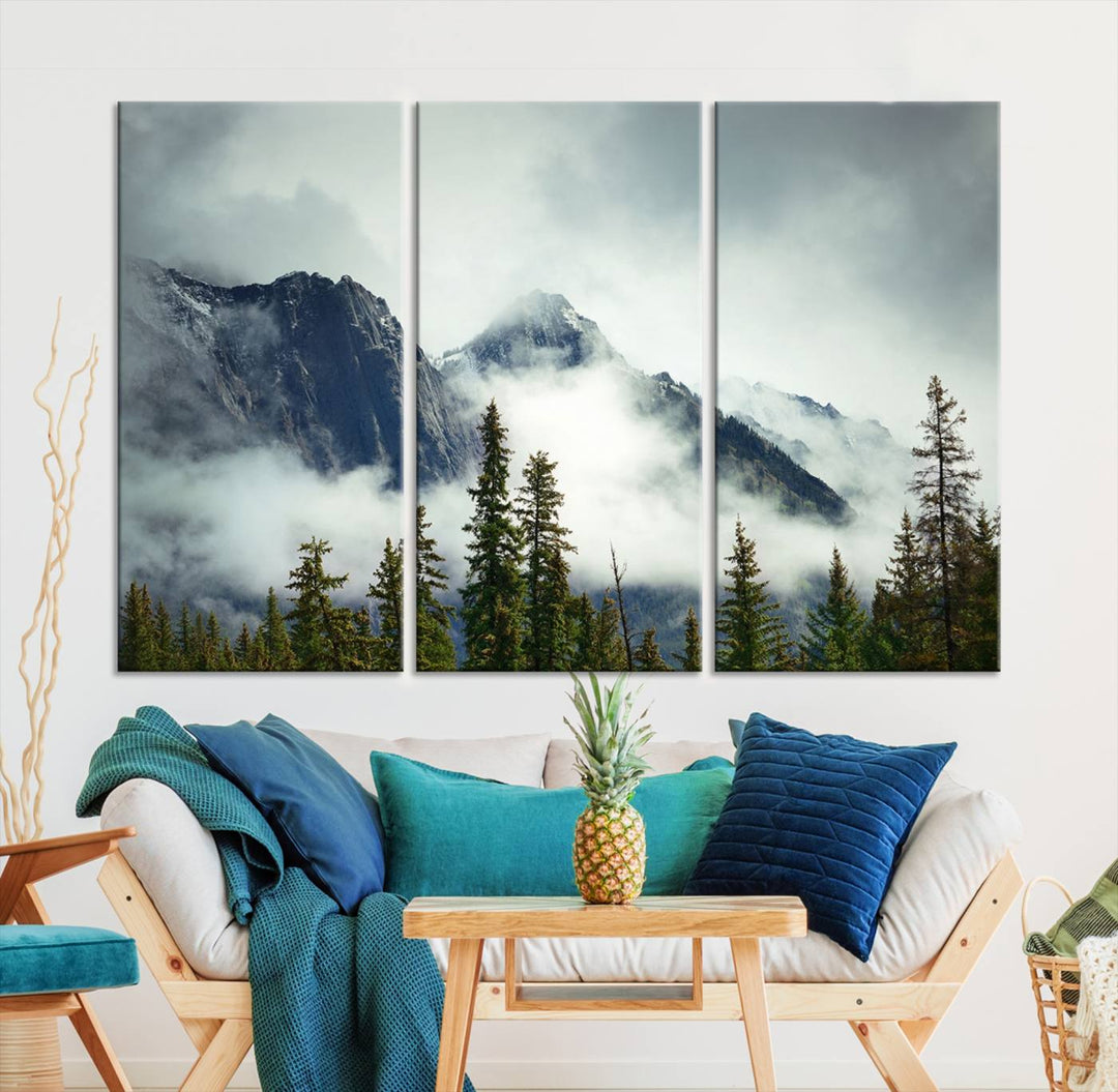 Misty Mountain Forest Wall Art Canvas Print