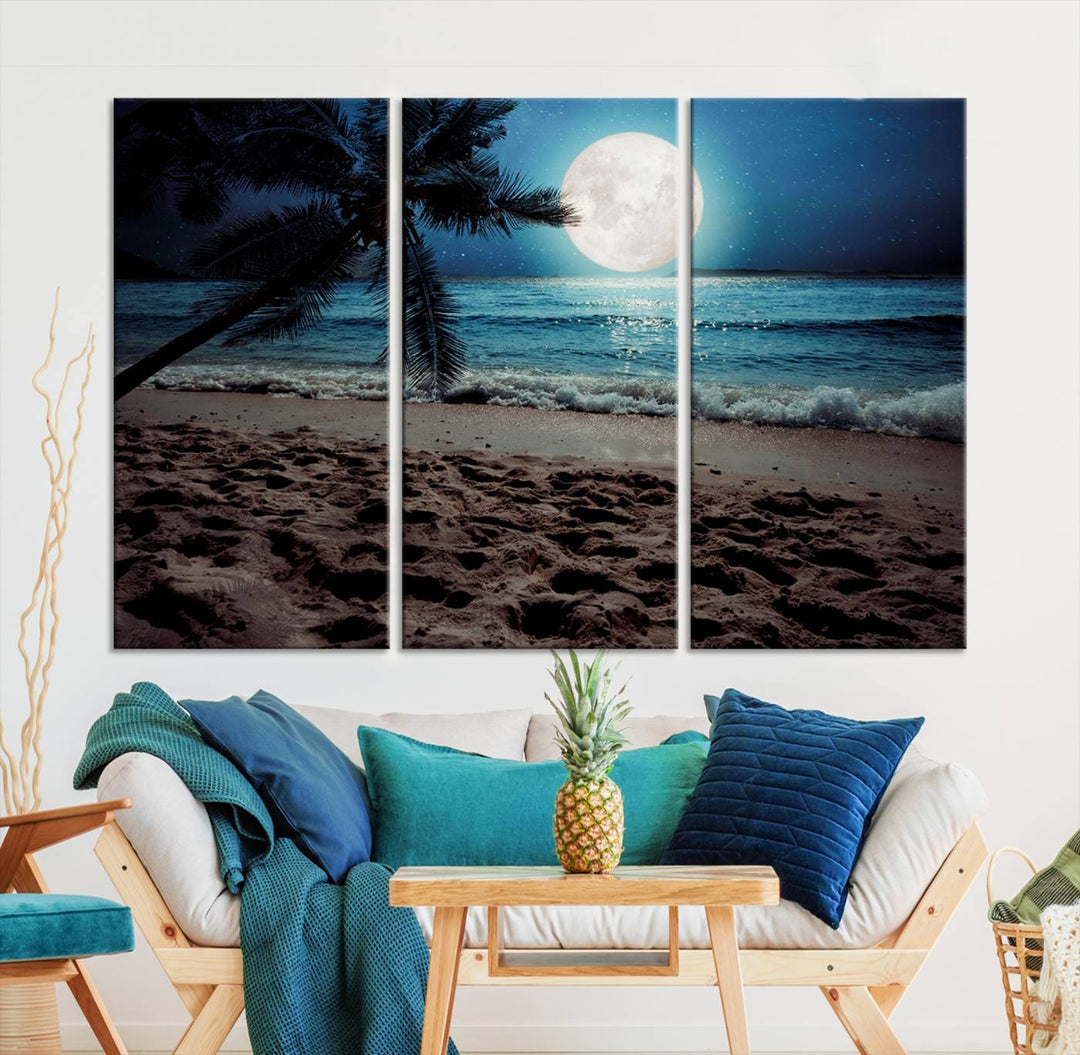 Moonglade Coastal Palm Tree Wall Art Canvas Print