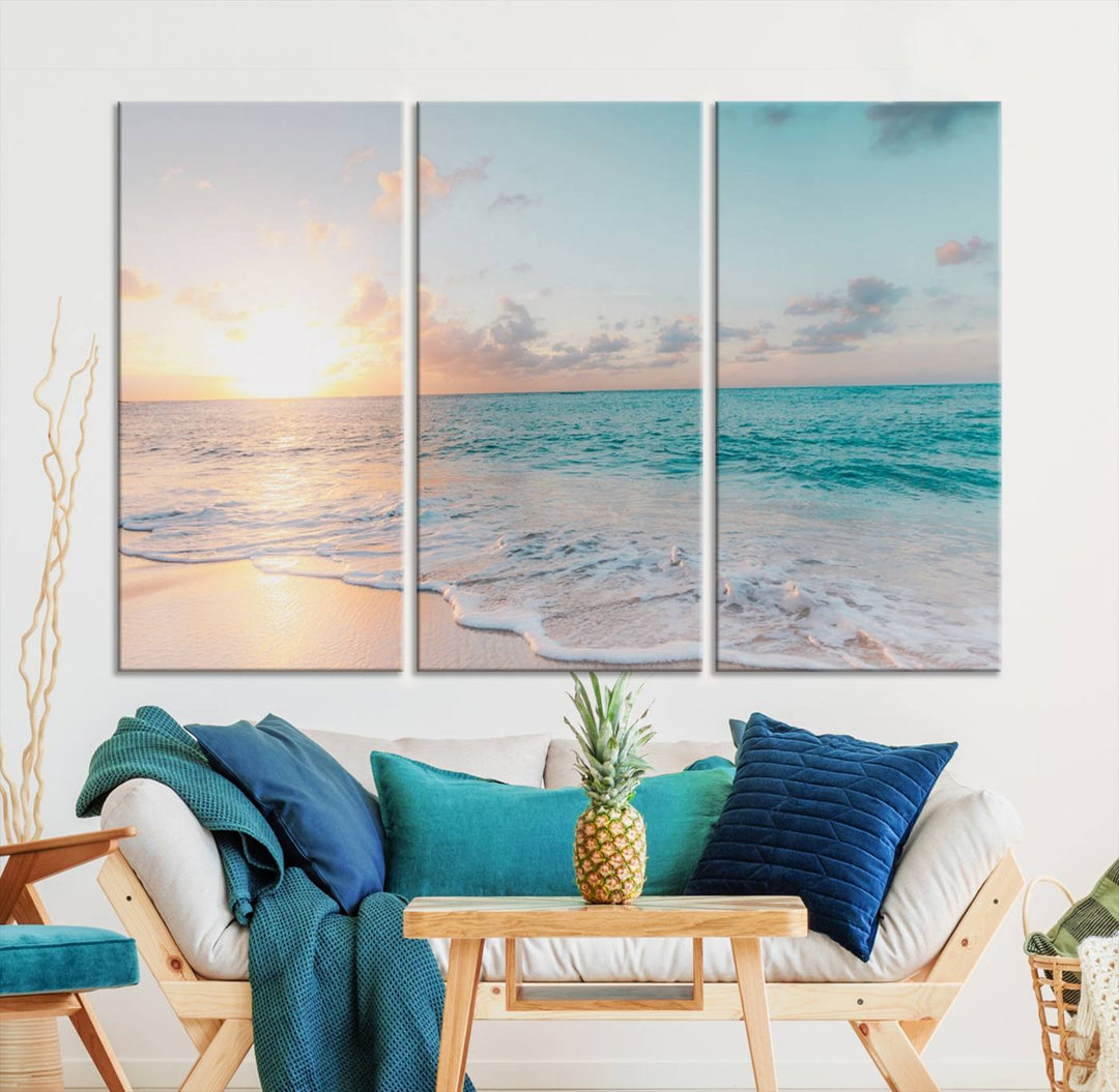 Sunset Beach Art Ocean Vibes Art mural Impression sur toile