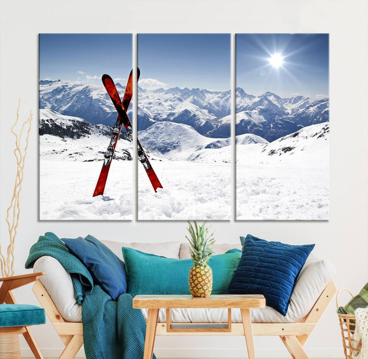 Snow Mountain Wall Art Canvas Print, Snowboard Sport Wall Art