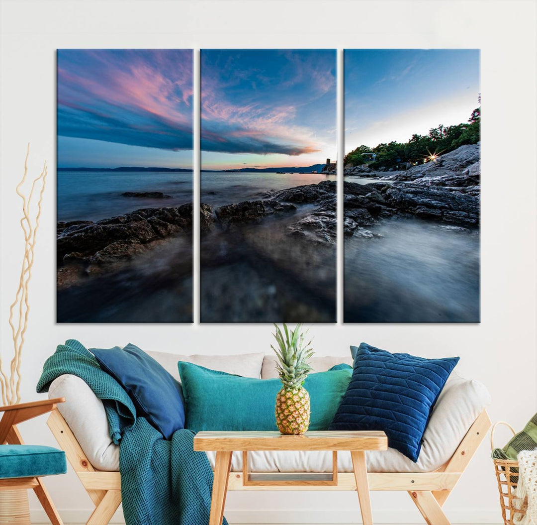 Serenity Ocean Misty Wall Art Canvas Print