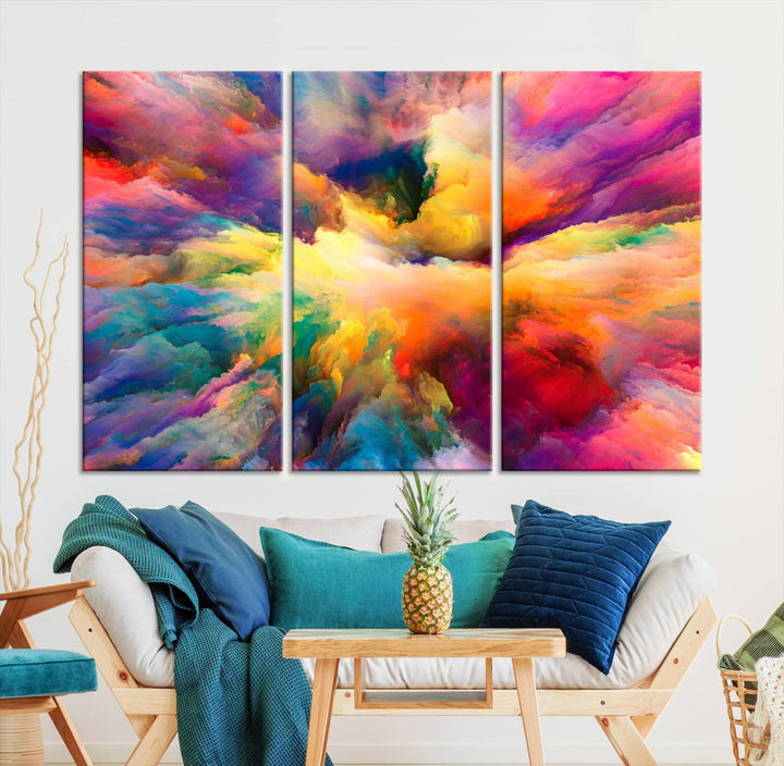 Art mural en forme de nuage de couleurs vibrantes flamboyantes Impression sur toile