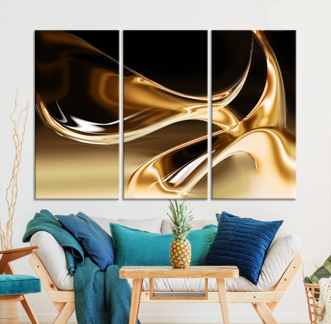 Liquid Glittered Luxury Gold Canvas Wall Art Print