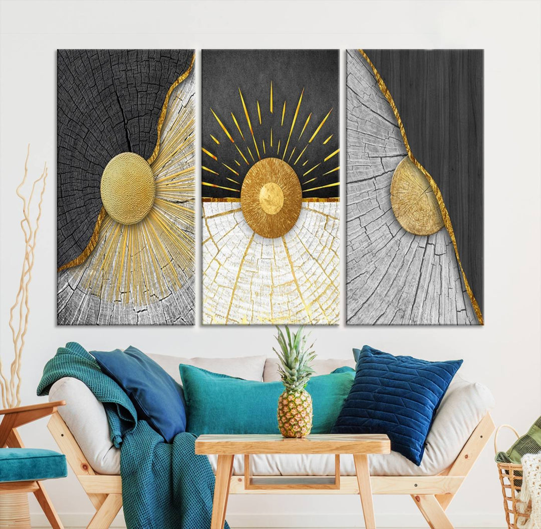 Minimal Style 3 Panel Abstract Wall Art Canvas Print 