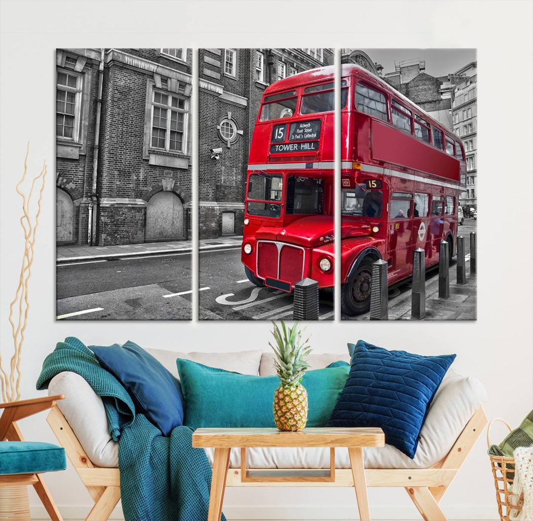 London Red Bus Wall Art, Red Telephone Club, London Night Canvas Print