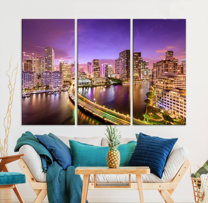 Miami City Wall Art Canvas Print 