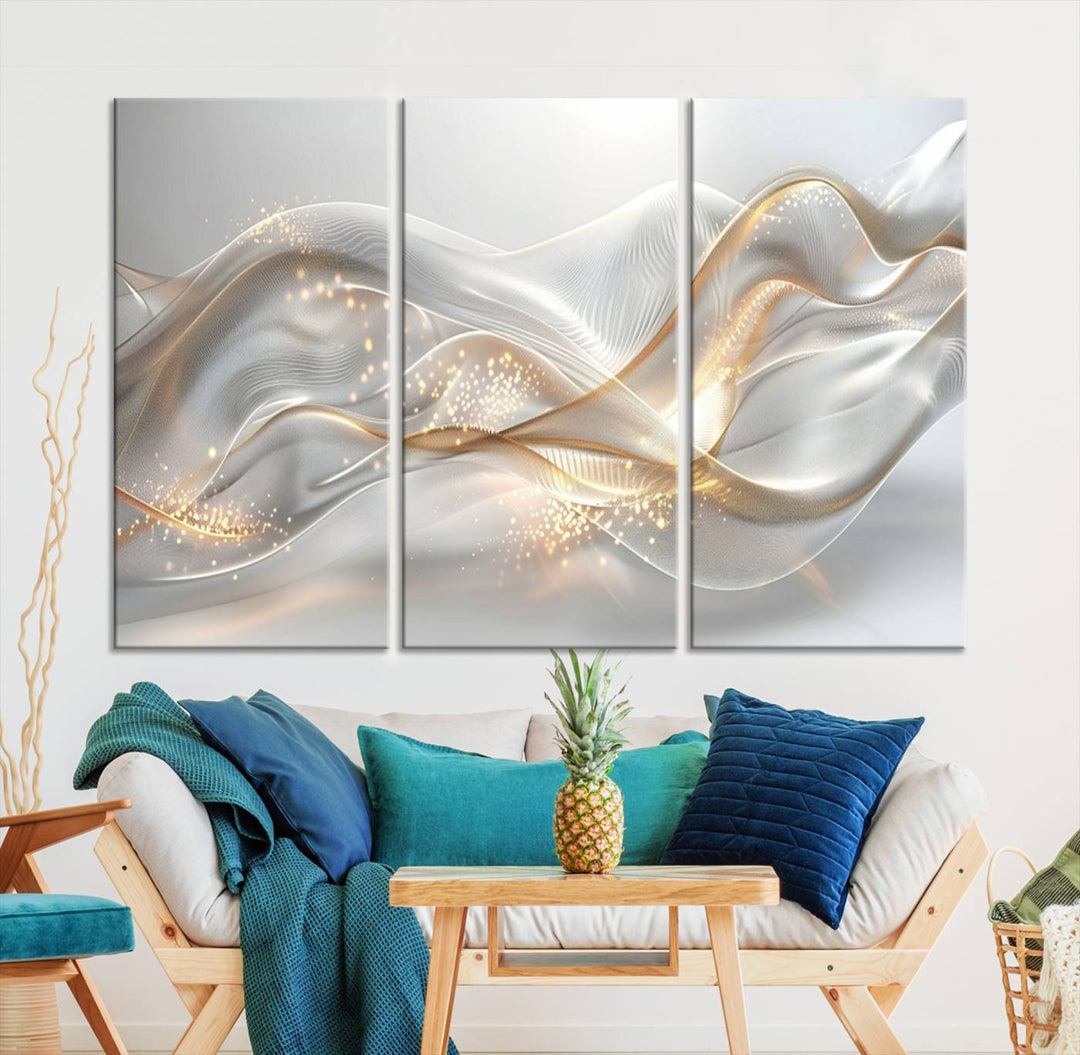 Abstract art Grey and Gold Lines Wall Art