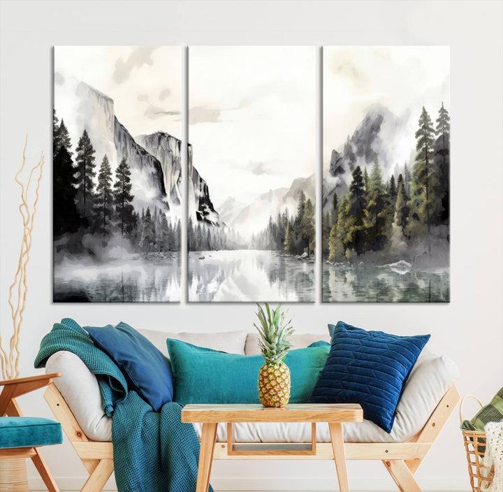 Yosemite National Park Watercolor Wall Art Canvas Print