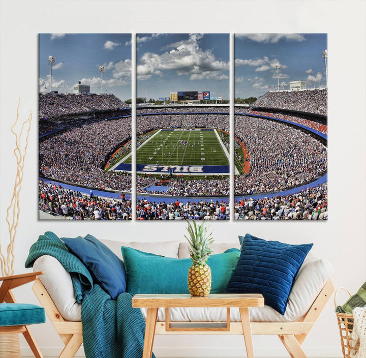 Buffalo Bills Football Team Print - Highmark Stadium Wall Art Canvas Print - Bills Stadium Game Day Triple Canvas Wall Art - Buffalo Bills NFL Match