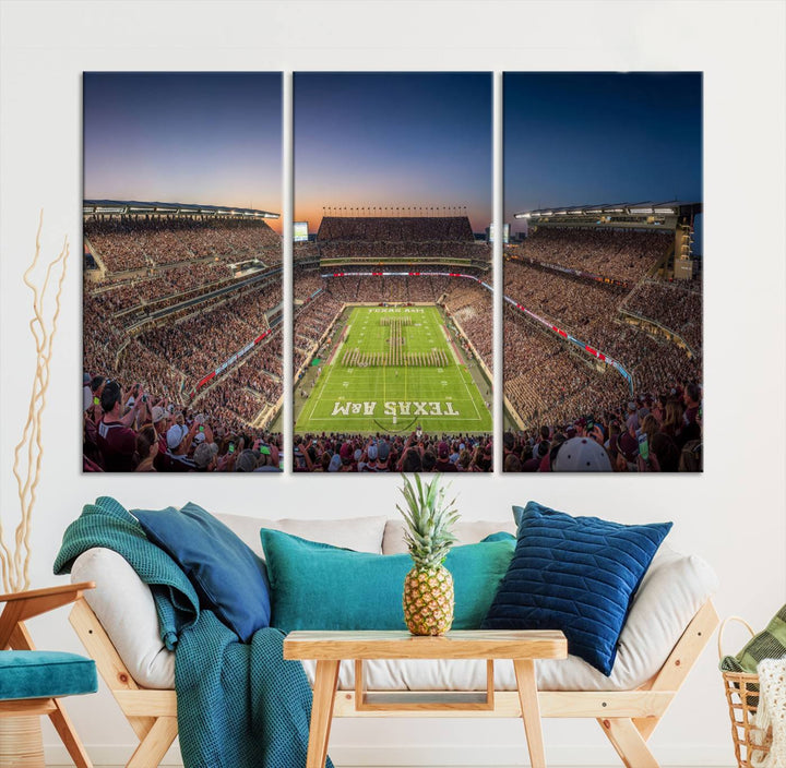 Texas A&M University Aggies Football Team Print - College Station Kyle Field Stadium Wall Art Canvas Print