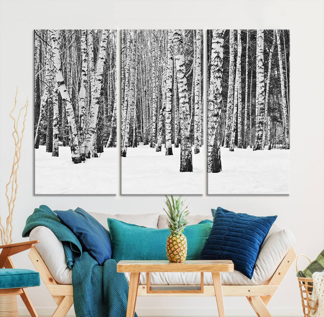 Wall Art Landscape Canvas Print Forest in Winter with Snowy Ground and Trees