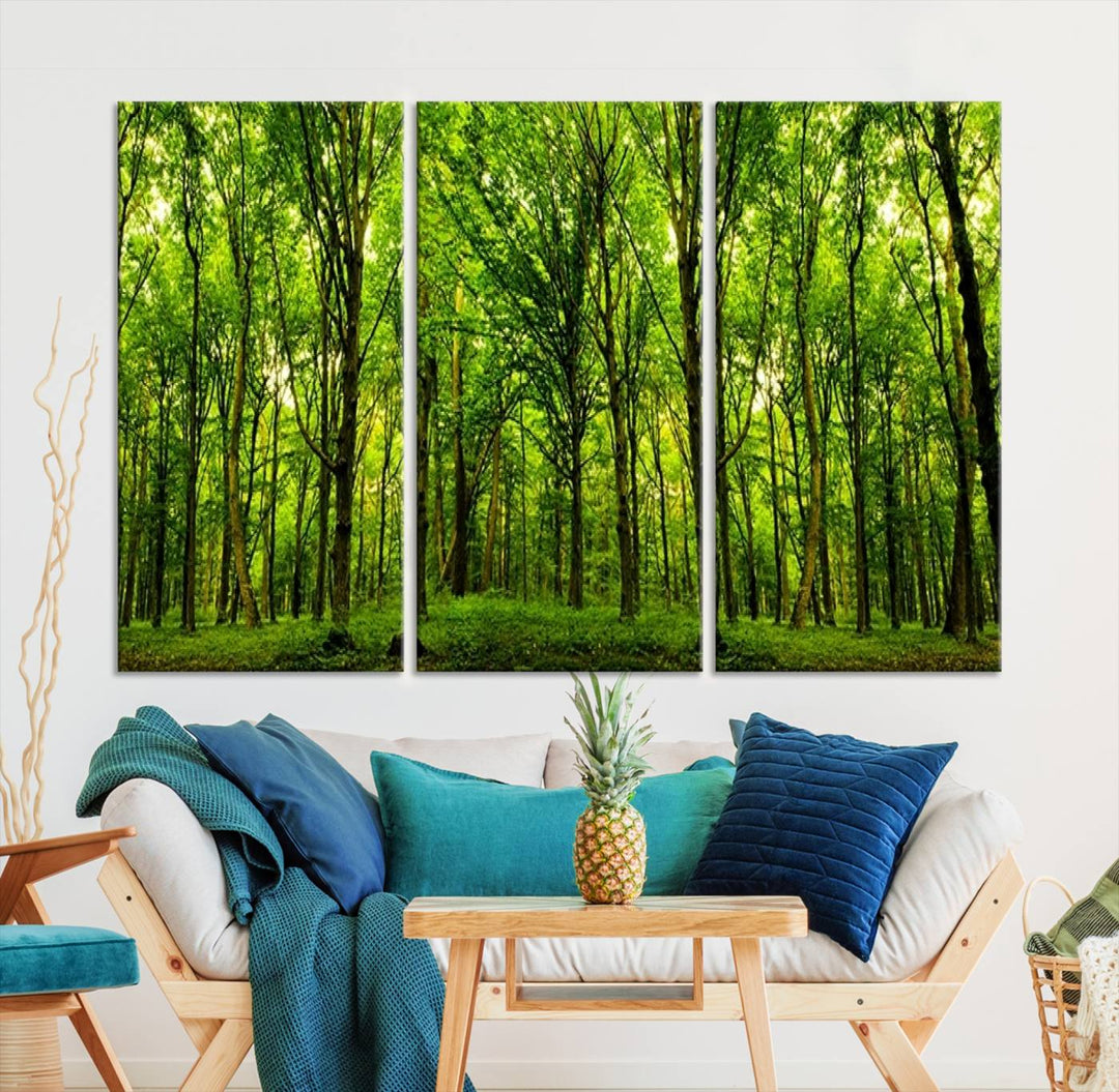 Impresión en lienzo de paisaje de arte de pared grande - Vista panorámica de un bosque verde