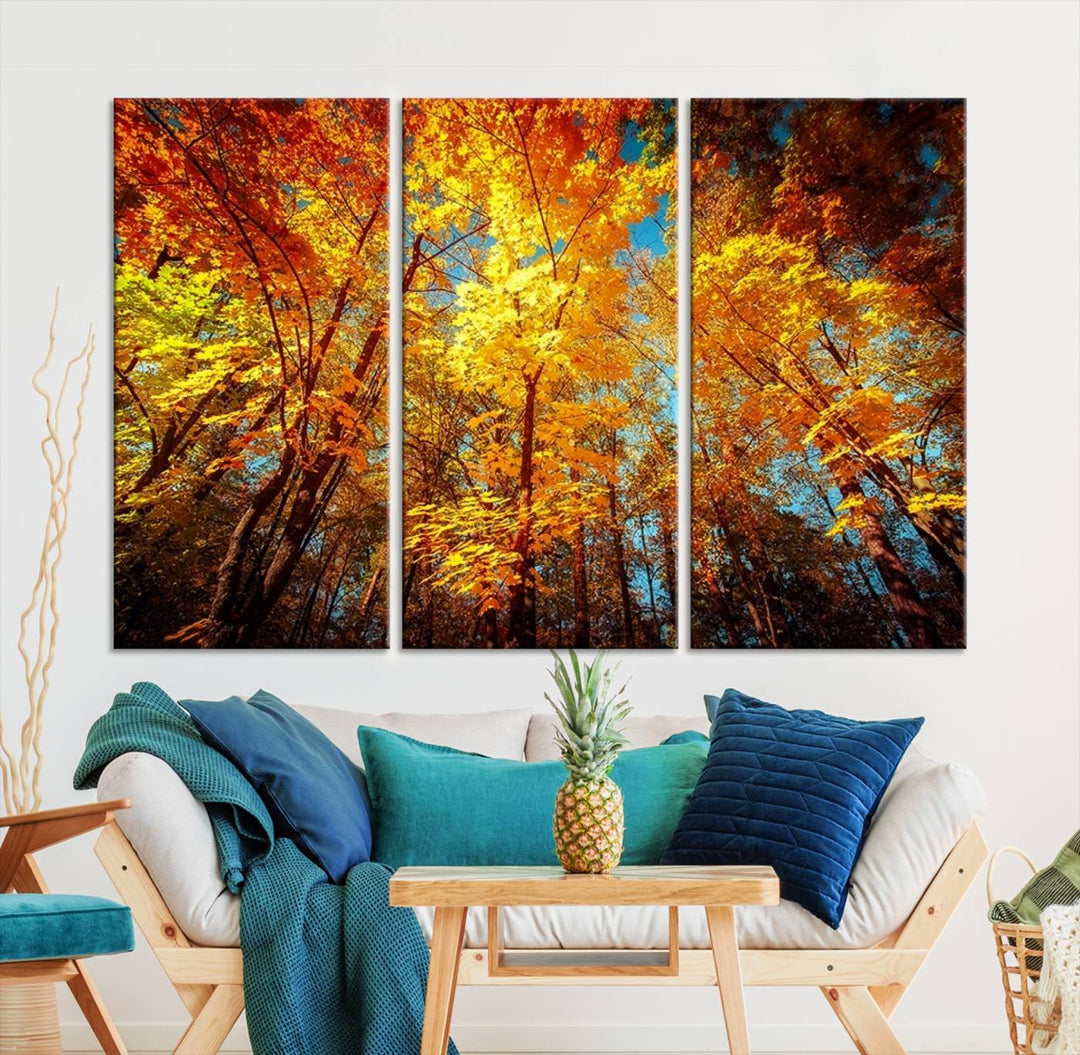 Forest View at Fall Wall Art Autumn Colors Landscape Canvas Print