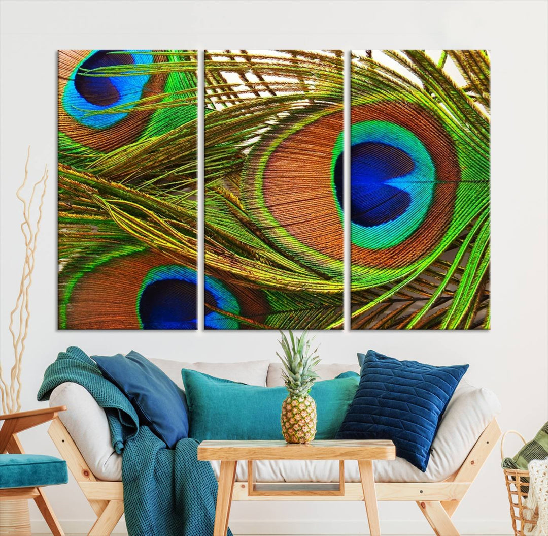 Wall Art Animal Canvas Print Triple Eyed Peacock Wing