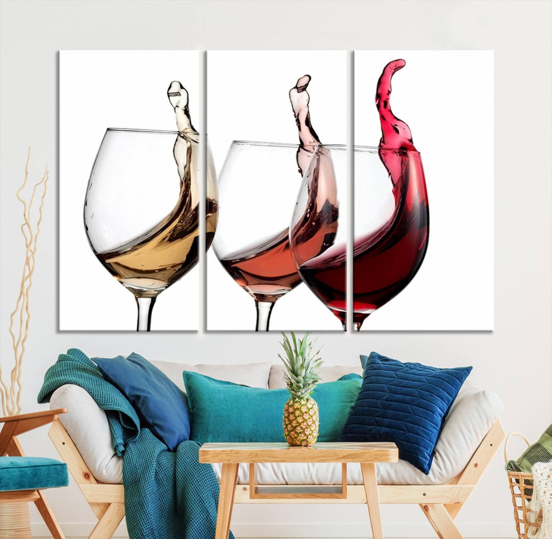 49896 - Lienzo decorativo para pared grande con vino abstracto en copas