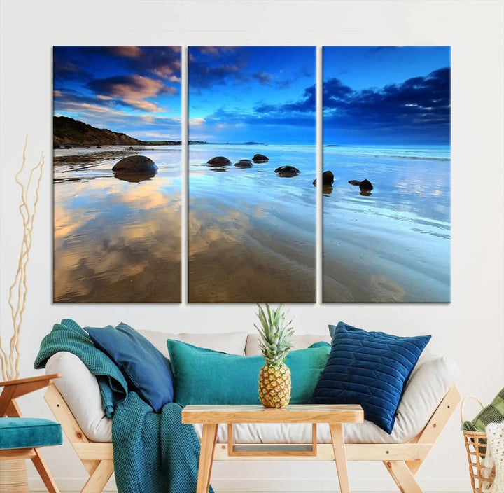 Wonderful Beach Landscape with Mountain Canvas Print 